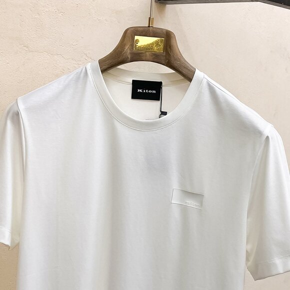 Kiton White Simple Round Neck T-Shirt - Picture 2 of 8